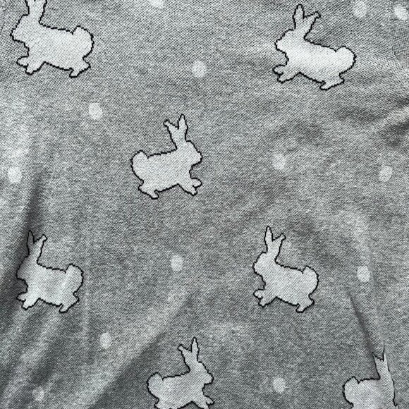 Loft Gray Cute Bunny Lightweight Sweater Womens Med Cottagecore Easter Girly - Picture 3 of 7